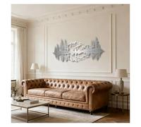 Decorazione murale in Metallo Argento con Vista sulle montagne, decorazione da parete in Metallo con riflessi Della Natura, decorazione da parete per ufficio, scultura Moderna con opere d'