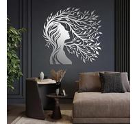 Decorazione murale in Metallo Argento raffigurante un Albero di Donna, decorazione murale in Metallo raffigurante un volto astratto per il bagno, scultura Moderna raffigurante un Albero di