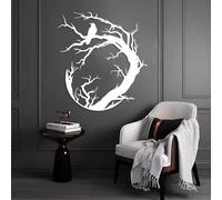 Decorazione murale in Metallo Bianco a Forma di Corvo, decorazione murale circolare in Metallo per Halloween, scultura Moderna a Forma di Corvo per soggiorno, Camera da letto, corridoio e