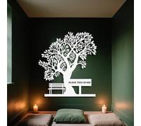 Decorazione murale in Metallo Bianco con Albero Custode, decorazione murale in Metallo per ingresso e Veranda, scultura Moderna con Albero Custode per soggiorno, Camera da letto, corridoio