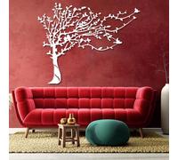 Decorazione murale in Metallo Bianco con Albero, decorazione murale in Metallo con Grande Ramo di uccello e Natura, scultura Moderna con Albero per soggiorno, Camera da letto, corridoio e
