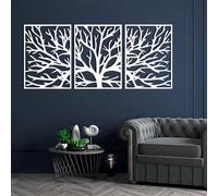 Decorazione murale in Metallo Bianco con Albero Della Vita, 3 pezzi, decorazione murale in Metallo con Silhouette Boho e Ramo, scultura Moderna con Albero Della Vita per soggiorno, Camera