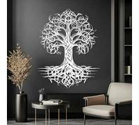 Decorazione murale in Metallo Bianco con Albero Della Vita celtico, decorazione murale in Metallo con Ramo in Stile fattoria per bagno, decorazione artistica con Albero Della Vita, scultur