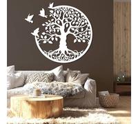 Decorazione murale in Metallo Bianco con Albero Della Vita, decorazione murale con Albero genealogico in Metallo con uccelli, decorazione Moderna con Albero Della Vita per soggiorno, camer