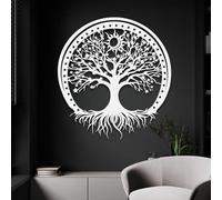 Decorazione murale in Metallo Bianco con Albero Della Vita, decorazione murale in Metallo celtico nordico per esterni, decorazione artistica con Albero Della Vita, scultura Moderna per SOG