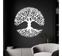 Decorazione murale in Metallo Bianco con Albero Della Vita, decorazione murale in Metallo con Arte naturalistica per bagno, decorazione artistica con Albero Della Vita, scultura Moderna PE