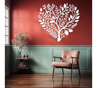 Decorazione murale in Metallo Bianco con Albero Della Vita, decorazione murale in Metallo con Cuore, famiglia, foglia e Amore, decorazione artistica con Albero Della Vita, scultura Moderna
