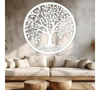 Decorazione murale in Metallo Bianco con Albero Della Vita, decorazione murale in Metallo dorato con Albero genealogico per interni ed esterni, decorazione artistica con simbolo Della Vita