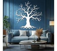Decorazione murale in Metallo Bianco con Albero Della Vita, decorazione murale in Metallo per bagno, Sala da pranzo, esterno, decorazione artistica con Albero Della Vita, scultura Moderna
