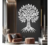Decorazione murale in Metallo Bianco con Albero Della Vita, decorazione murale in Metallo per Sala Yoga e meditazione, decorazione artistica con Albero Della Vita, scultura Moderna per so