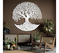 Decorazione murale in Metallo Bianco con Albero Della Vita, decorazione murale in Metallo per ufficio, Sala da pranzo, scultura Moderna con Albero Della Vita per soggiorno, Camera da letto