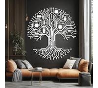 Decorazione murale in Metallo Bianco con Albero Della Vita, decorazione murale Moderna in Metallo per bagno, decorazione artistica con Albero Della Vita, scultura Moderna per soggiorno, ca