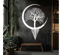 Decorazione murale in Metallo Bianco con Albero Della Vita, decorazione murale Moderna in Stile fattoria con Ramo in Metallo, decorazione artistica con Albero Della Vita, scultura Moderna