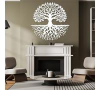 Decorazione murale in Metallo Bianco con Albero Della Vita, decorazione murale per esterni con Silhouette di rami e Radici in Metallo, decorazione artistica con Albero Della Vita, scultur
