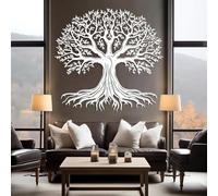 Decorazione murale in Metallo Bianco con Albero Della Vita, Grande Ramo in Metallo con decorazione artistica naturalistica per esterni, scultura Moderna con Albero Della Vita per soggiorno