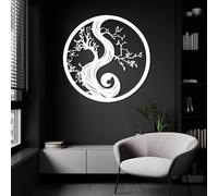 Decorazione murale in Metallo Bianco con Albero Della Vita Yin Yang, decorazione murale in Metallo ispirata Alla Natura con Equilibrio, decorazione artistica con Albero Yin Yang, scultura