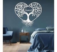 Decorazione murale in Metallo Bianco con Albero genealogico, decorazione murale in Metallo con Cuore in Metallo e Arte naturalistica per il bagno, decorazione Moderna con Albero genealogic