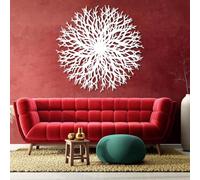 Decorazione murale in Metallo Bianco con Albero Rotondo, decorazione murale contemporanea con Ramo astratto in Metallo, decorazione artistica con Albero, scultura Moderna per soggiorno, ca