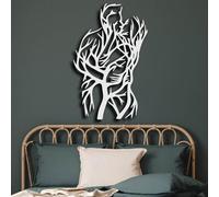 Decorazione murale in Metallo Bianco con coppia di alberi, decorazione murale in Metallo con Linea astratta per San Valentino, decorazione Moderna con coppia di alberi per soggiorno, camer