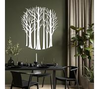 Decorazione murale in Metallo Bianco con Foresta, decorazione murale in Metallo Extra Large con paesaggio Naturale, decorazione Moderna con Opera d'arte forestale per soggiorno, Camera da