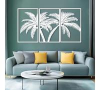 Decorazione murale in Metallo Bianco con Palma, decorazione murale in Metallo tropicale per ufficio e casa, decorazione artistica con Palma, scultura Moderna per soggiorno, Camera da letto