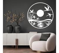 Decorazione murale in Metallo Bianco con Sole, decorazione murale in Metallo Minimalista con Albero astratto, decorazione Moderna con Sole per soggiorno, Camera da letto, corridoio e Scale