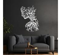 Decorazione murale in Metallo Bianco raffigurante un Albero di Donna, decorazione murale Minimalista con Silhouette di Donna in Metallo, decorazione artistica con Albero di Donna, scultura