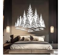 Decorazione murale in Metallo con Albero di Pino Bianco, decorazione murale in Metallo con paesaggio invernale in Foresta, decorazione Moderna con Albero di Pino, scultura per soggiorno, c