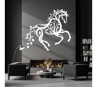 Decorazione murale in Metallo con Cavallo Bianco, decorazione da parete in Metallo per Amanti del giardino, fattoria, Albero, scultura Moderna con Cavallo per soggiorno, Camera da letto, c