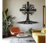 Decorazione murale in Metallo con Croce nera, decorazione murale in Metallo con Albero Della Vita per chiesa Cristiana, decorazione artistica con Croce, scultura Moderna per soggiorno, CAM