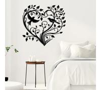 Decorazione murale in Metallo con Cuore Nero, decorazione murale Minimalista con uccello dell'albero Della Vita in Metallo, decorazione artistica a Forma di Cuore, scultura Moderna per SOG