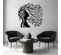 Decorazione murale in Metallo con Donna Albero Nero, decorazione murale in Metallo con volto astratto per bagno, decorazione artistica con Donna Albero, scultura Moderna per soggiorno, CAM