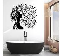 Decorazione murale in Metallo con Donna Albero Nero, decorazione murale in Metallo con volto astratto per bagno, decorazione artistica con Donna Albero, scultura Moderna per soggiorno, CAM