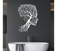 Decorazione murale in Metallo con Donna Bianca, decorazione murale in Metallo con Albero e Natura per bagno, decorazione artistica con Donna, scultura Moderna per soggiorno, Camera da Lett