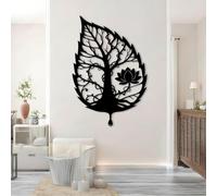 Decorazione murale in Metallo con foglia nera, decorazione murale in Metallo con Loto e Natura per bagno, decorazione con foglia, scultura Moderna per soggiorno, Camera da letto, corridoi
