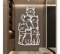 Decorazione murale in Metallo con Gatto Bianco, decorazione murale in Metallo con animale domestico Divertente per esterni, scultura Moderna con Gatto per soggiorno, Camera da letto, Corri