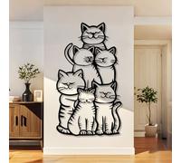 Decorazione murale in Metallo con Gatto Nero, decorazione murale in Metallo con animale domestico Divertente per esterni, scultura Moderna con Gatto per soggiorno, Camera da letto, Corrido