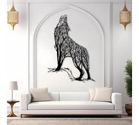 Decorazione murale in Metallo con Lupo Nero, decorazione murale in Metallo con linee astratte e animali selvatici, scultura Moderna con Lupo per soggiorno, Camera da letto, corridoio e SCA