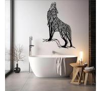 Decorazione murale in Metallo con Lupo Nero, decorazione murale in Metallo con linee astratte e animali selvatici, scultura Moderna con Lupo per soggiorno, Camera da letto, corridoio e SCA