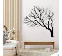 Decorazione murale in Metallo con Ramo di Albero Nero e uccelli, Grande decorazione murale in Metallo con Arte naturalistica in Stile fattoria, decorazione artistica con Ramo di uccello,