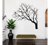 Decorazione murale in Metallo con Ramo di Albero Nero e uccelli, Grande decorazione murale in Metallo con Arte naturalistica in Stile fattoria, decorazione artistica con Ramo di uccello,