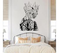 Decorazione murale in Metallo con Ramo di Albero Nero raffigurante una Donna, decorazione murale in Metallo con Silhouette astratta di un uccello, decorazione Moderna con scultura raffigur