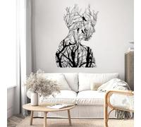 Decorazione murale in Metallo con Ramo di Albero Nero raffigurante una Donna, decorazione murale in Metallo con Silhouette astratta di un uccello, decorazione Moderna con scultura raffigur
