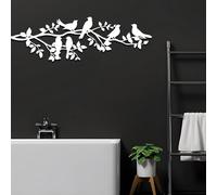 Decorazione murale in Metallo con uccelli Bianchi su Albero, Silhouette di uccelli in Metallo, Regalo per il bagno, scultura Moderna con uccelli per soggiorno, Camera da letto, corridoio e