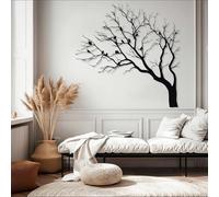 Decorazione murale in Metallo con uccelli neri su Ramo di Albero, Grande decorazione murale Moderna in Metallo con Natura, decorazione artistica con Ramo di uccello, scultura Moderna per s