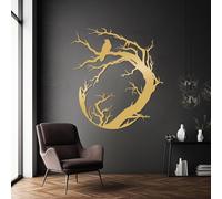 Decorazione murale in Metallo dorato a Forma di Corvo, decorazione murale circolare in Metallo per Halloween, scultura Moderna Decorativa a Forma di Corvo per soggiorno, Camera da letto,