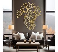 Decorazione murale in Metallo dorato a Forma di Cuore anatomico, decorazione murale in Metallo per Studio Medico, decorazione artistica a Forma di Cuore, scultura Moderna per soggiorno, ca