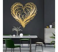 Decorazione murale in Metallo dorato a Forma di Cuore con Albero, decorazione murale Minimalista in Metallo a Forma di Cuore con Arte naturalistica, decorazione Moderna con Albero a Forma