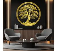 Decorazione murale in Metallo dorato con Albero, decorazione murale in Metallo Vintage in Stile fattoria per bagno, decorazione Moderna con Albero per soggiorno, Camera da letto, corridoio