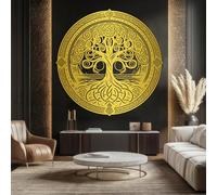 Decorazione murale in Metallo dorato con Albero Della Vita, decorazione da parete per ufficio con Nodo celtico nordico in Metallo, decorazione artistica con Albero Della Vita, scultura Mod